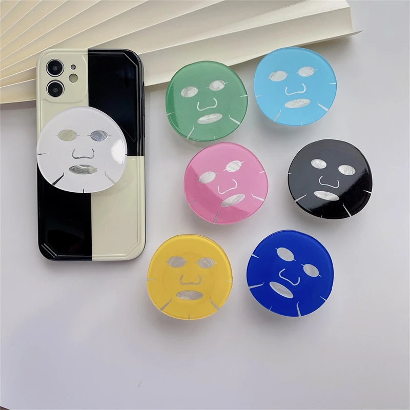 Japonya Sevimli 3D Yüz Maskesi telefon tutamağı Tok Griptok Tutucu iPhone 14 13 Samsung Aksesuarları Evren Telefon Parmak Standı Tutucu Görüntü  0