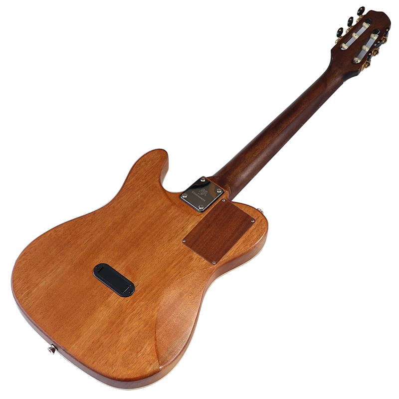 Tam El Yapımı Sessiz Klasik Gitar Katı Kırmızı sedir ağacı Üst Parlak Kaplama 6 Dize Katı Maun Ahşap İnce Gövde Görüntü  5