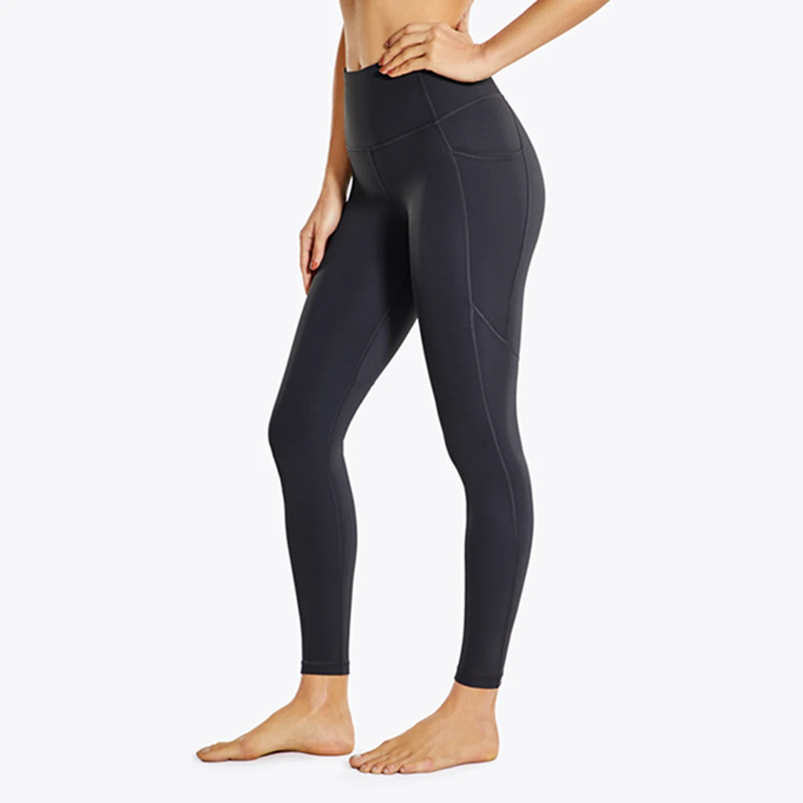 Kadın Egzersiz Tayt Çıplak Duygu Kargo 25 İnç Yüksek Belli Atletik Yoga Pantolon Elastik İnce Seksi Pantolon Kalça Kaldırma Görüntü  5