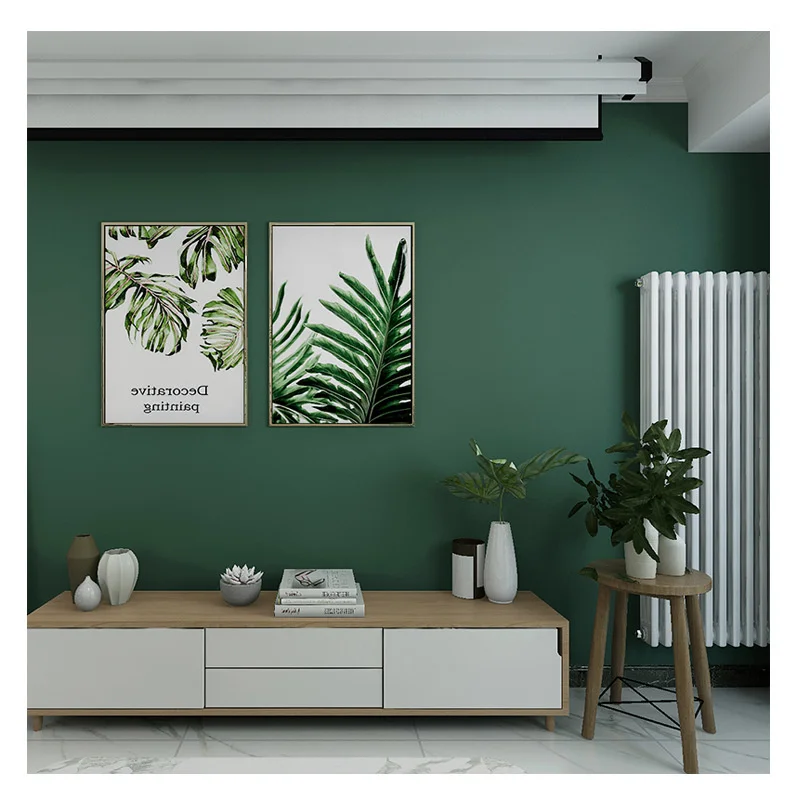 Amerikan koyu yeşil duvar kağıdı İskandinav Tarzı TV arka plan duvar kağıdı düz renk yatak odası giyim mağazası berber dükkanı Görüntü  4