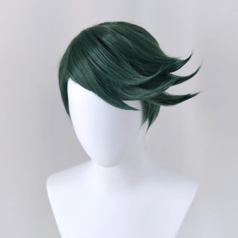 Yeni jojo'nun Tuhaf Macera Rohan Kishibe Cosplay Peruk Kısa Koyu Yeşil İsıya Dayanıklı Sentetik Saç Peruk + Peruk Kap Görüntü  2