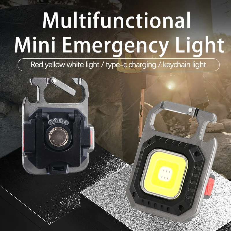 Mini çok fonksiyonlu COB Anahtarlık ışık 500 lümen parlak küçük cep feneri Görüntü  4