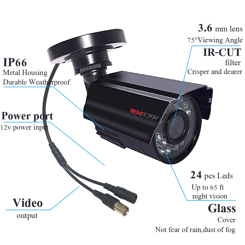 1080P 1920P AHD Güvenlik Kamera 2 ADET / 2MP / 5MP Bullet Kiti Açık Hava Konut 66ft Gece Görüş IR CCTV Video Kamera Görüntü  2