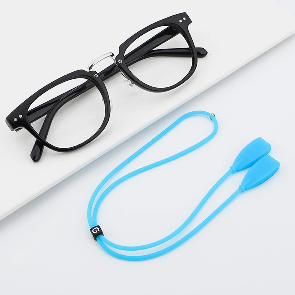 Gözlük Renk Elastik Silikon Bant Ayarlanabilir Mektup Düğmesi Spor Kaymaz Dize Gözlük Sapanlar Boyun Halat Geniş Uçları Görüntü  2