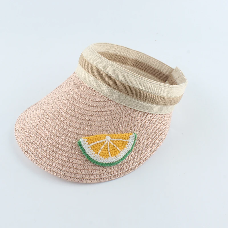 Çocuk Karikatür yazlık hasır şapka Çocuklar İçin Erkek Kız Meyve Nakış güneşlik kapağı Bebek UV Koruma plaj şapkaları Görüntü  3