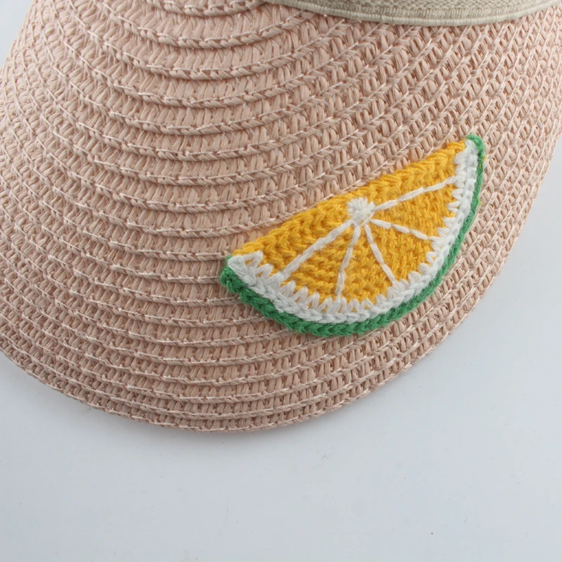 Çocuk Karikatür yazlık hasır şapka Çocuklar İçin Erkek Kız Meyve Nakış güneşlik kapağı Bebek UV Koruma plaj şapkaları Görüntü  5