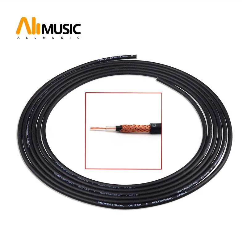 4MM Çap PVC Kablo Gitar Kablosu Çift Çekirdekli Düşük Gürültü Enstrüman Kablosu Siyah Görüntü  2