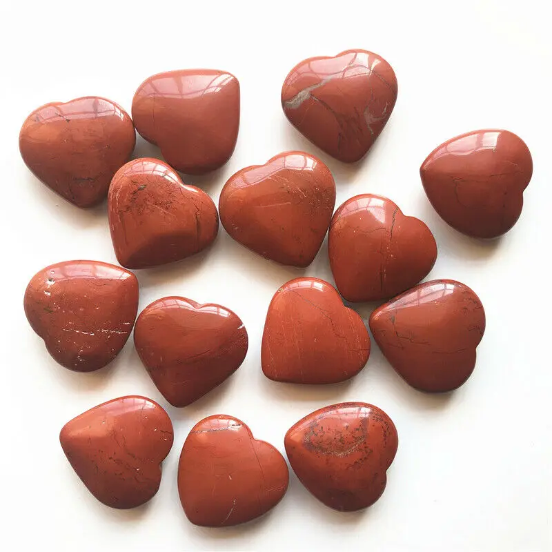 1 ADET 30mm Doğal Kırmızı Jasper Kalp Şeklinde Taş Kristal El Oyma Palmiye Şifa Taşlar Doğal Taşlar ve Mineraller Görüntü  2