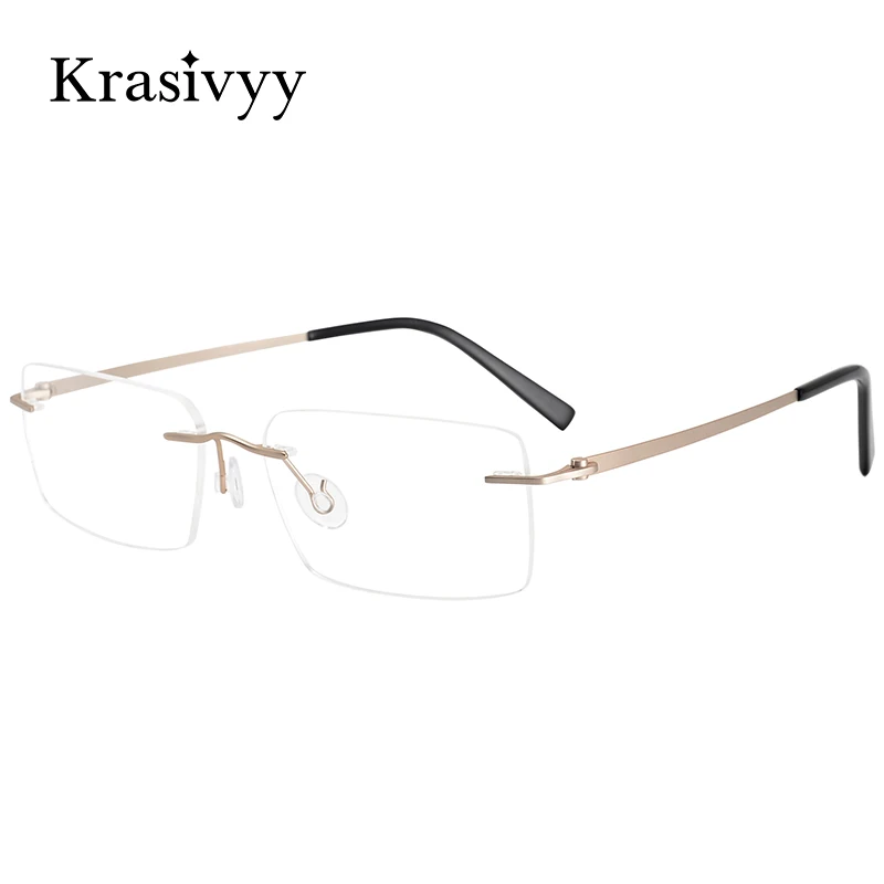 Krasivyy Saf Titanyum Gözlük Çerçeve Erkekler Kadınlar Çerçevesiz Reçete Kare Gözlük Çerçevesiz Vidasız Miyopi Optik Gözlük Görüntü  0
