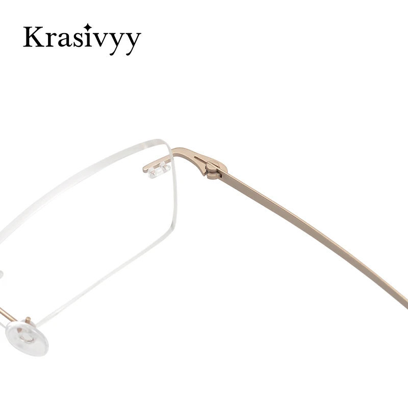 Krasivyy Saf Titanyum Gözlük Çerçeve Erkekler Kadınlar Çerçevesiz Reçete Kare Gözlük Çerçevesiz Vidasız Miyopi Optik Gözlük Görüntü  2