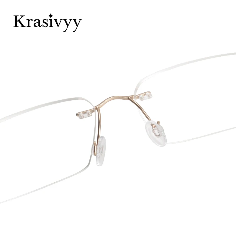 Krasivyy Saf Titanyum Gözlük Çerçeve Erkekler Kadınlar Çerçevesiz Reçete Kare Gözlük Çerçevesiz Vidasız Miyopi Optik Gözlük Görüntü  4
