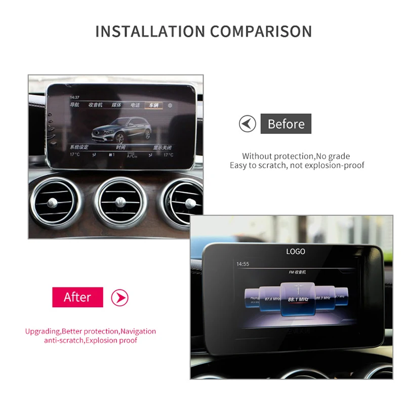 Araba Temperli Cam koruyucu film Mercedes Benz C Sınıfı İçin W205 GLC 253 Coupe İç GPS Navigasyon Ekran Anti-scratch Filmi Görüntü  3