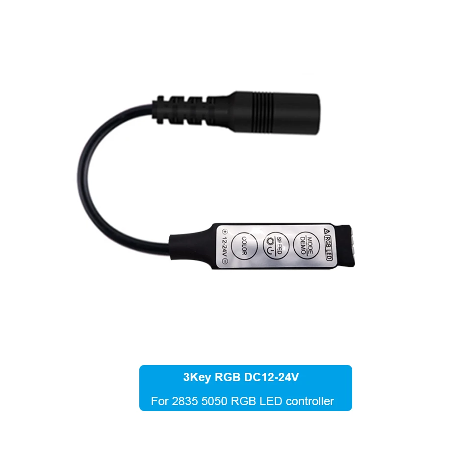 3Key USB DC RGB LED denetleyici DC5V - 24V Kısılabilir kontrol 3535 2835 5050 RGB LED ışık şeridi Görüntü  2