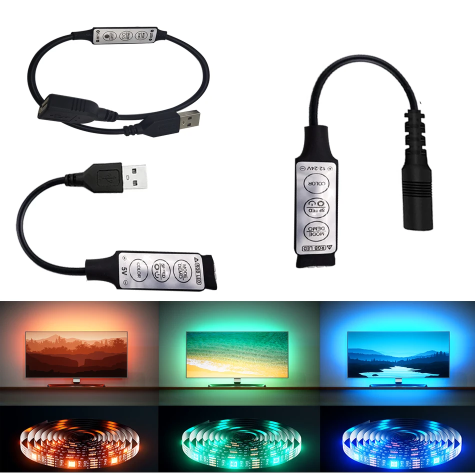 3Key USB DC RGB LED denetleyici DC5V - 24V Kısılabilir kontrol 3535 2835 5050 RGB LED ışık şeridi Görüntü  3