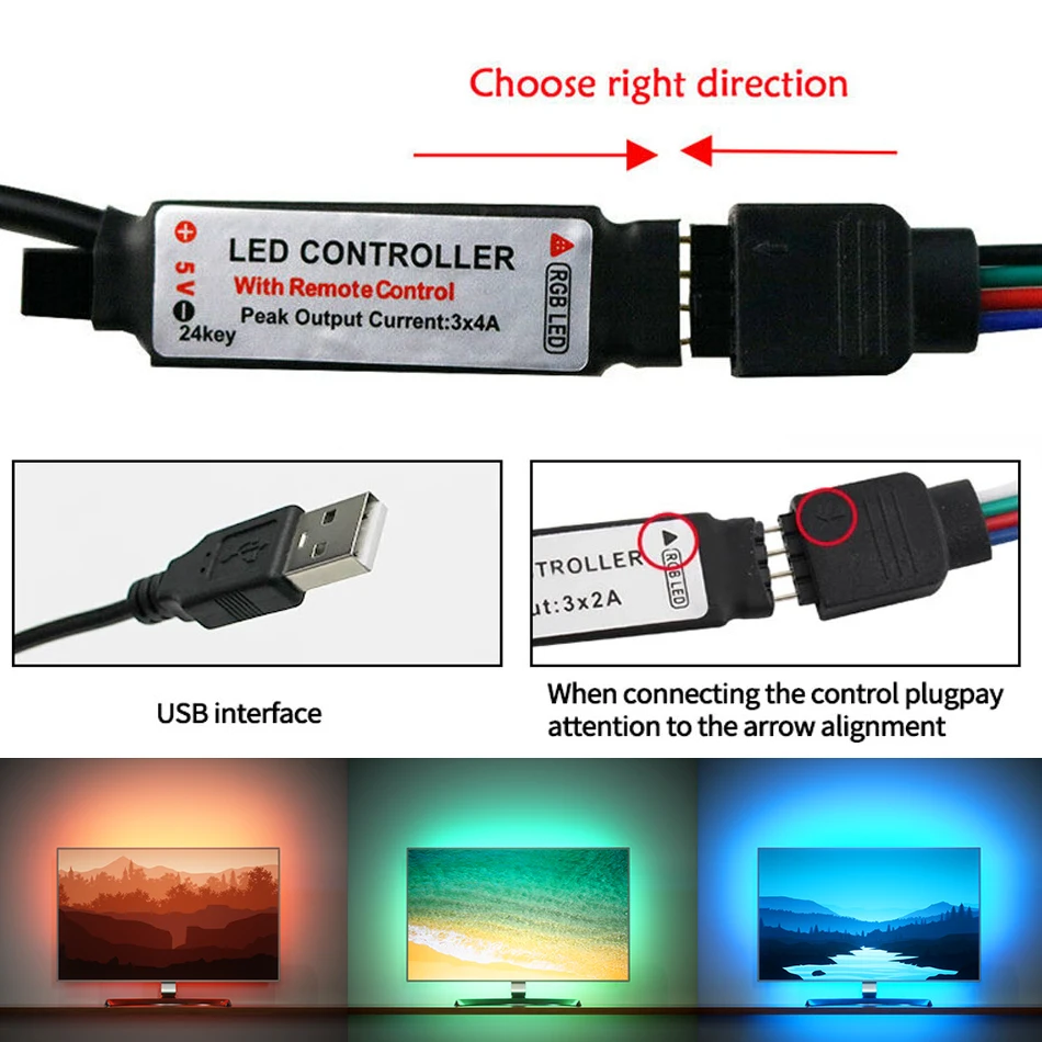 3Key USB DC RGB LED denetleyici DC5V - 24V Kısılabilir kontrol 3535 2835 5050 RGB LED ışık şeridi Görüntü  5