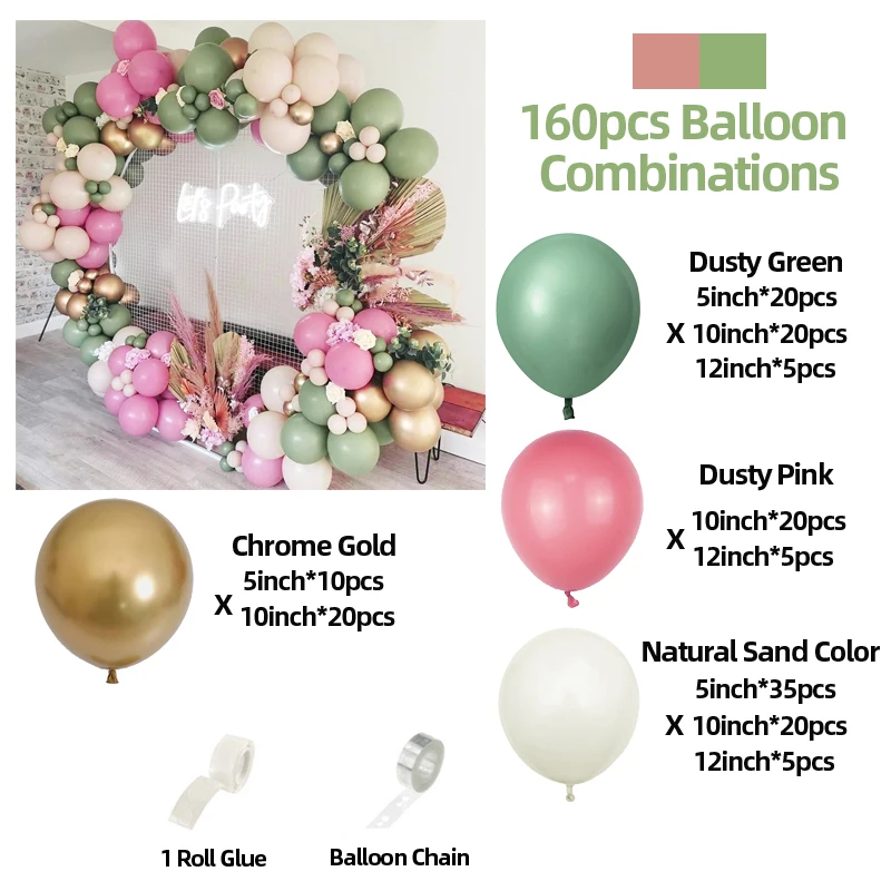 Cinsiyet Reveal Parti Balon Kemer Kiti Garland Pembe Doğal Kum Krom Altın Tozlu Yeşil Balon Bebek Duş Doğum Günü Süslemeleri Görüntü  0