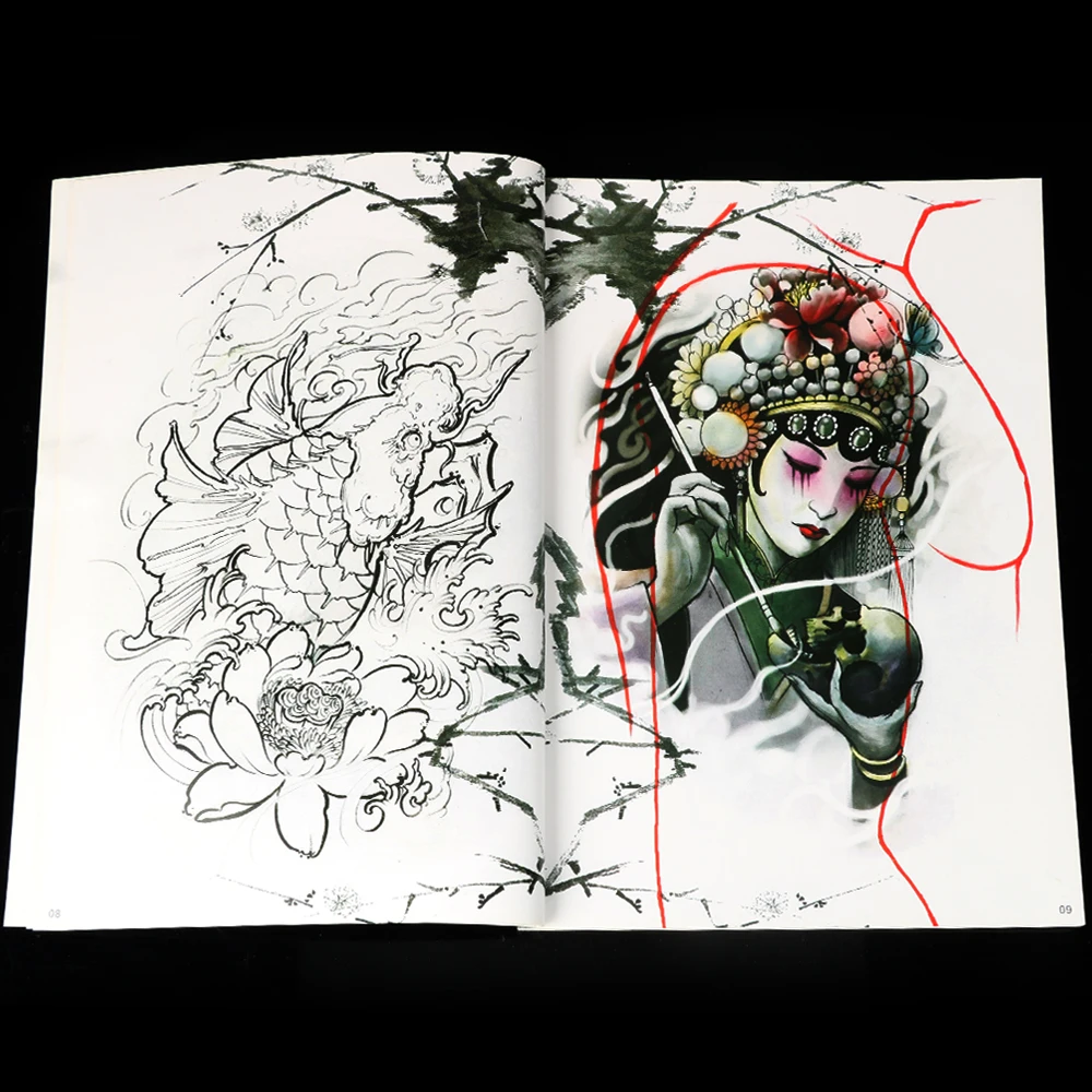 Dövme Kitap Malzemeleri Kroki Kafatası Renkler Buda Heykeli Pekin Opera Portre Sazan Güzellik Dövme Aksesuarları Vücut Sanatı 110 Sayfa Görüntü  2