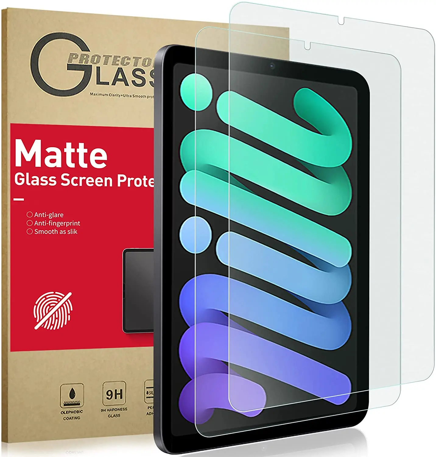 2 Paket 9H Mat Temperli Cam Ekran Koruyucu için Tasarlanmış iPad Mini 6 / Mini 1/2/3/4/5, Parlama Önleyici ve Parmak İzi / Kabarcıksız Görüntü  4