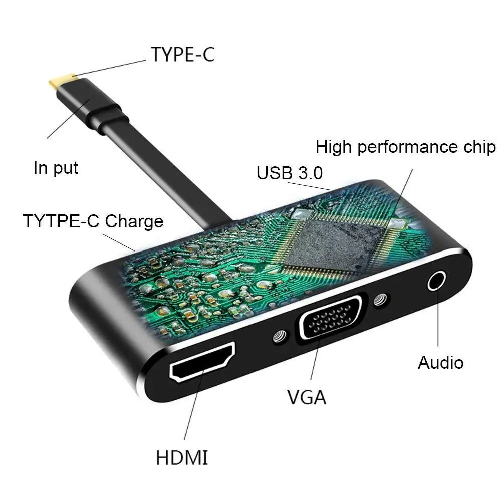 USB Tipi C USB-C HDMI 4 K USB 3.0 Ses VGA HUB Thunderbolt 3 Adaptörü Dex Modu İçin MacBook pro Samsung Not 8 S8 S9 Nintendo Görüntü  1