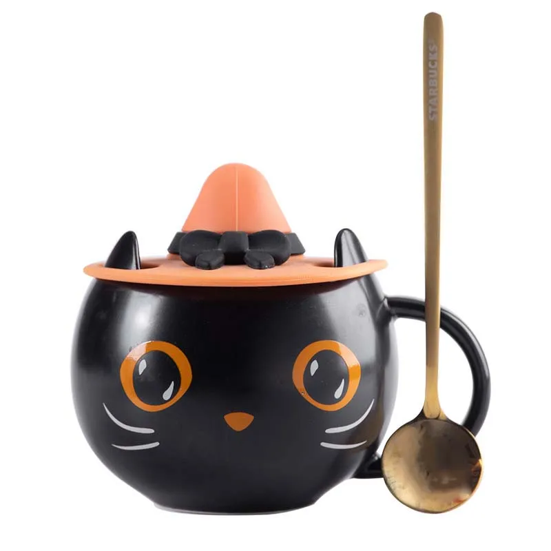 Kişiselleştirilmiş Sevimli Sınırlı Sayıda Gizemli Siyah Kedi Fincan Cadılar Bayramı Kahve Kupa çay bardağı Hediyeler İçin Aile Çiftler Ve Arkadaşlar Kupa Görüntü  0
