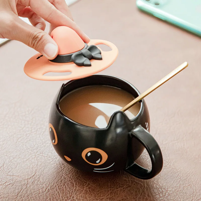 Kişiselleştirilmiş Sevimli Sınırlı Sayıda Gizemli Siyah Kedi Fincan Cadılar Bayramı Kahve Kupa çay bardağı Hediyeler İçin Aile Çiftler Ve Arkadaşlar Kupa Görüntü  1