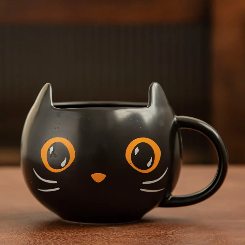 Kişiselleştirilmiş Sevimli Sınırlı Sayıda Gizemli Siyah Kedi Fincan Cadılar Bayramı Kahve Kupa çay bardağı Hediyeler İçin Aile Çiftler Ve Arkadaşlar Kupa Görüntü  5