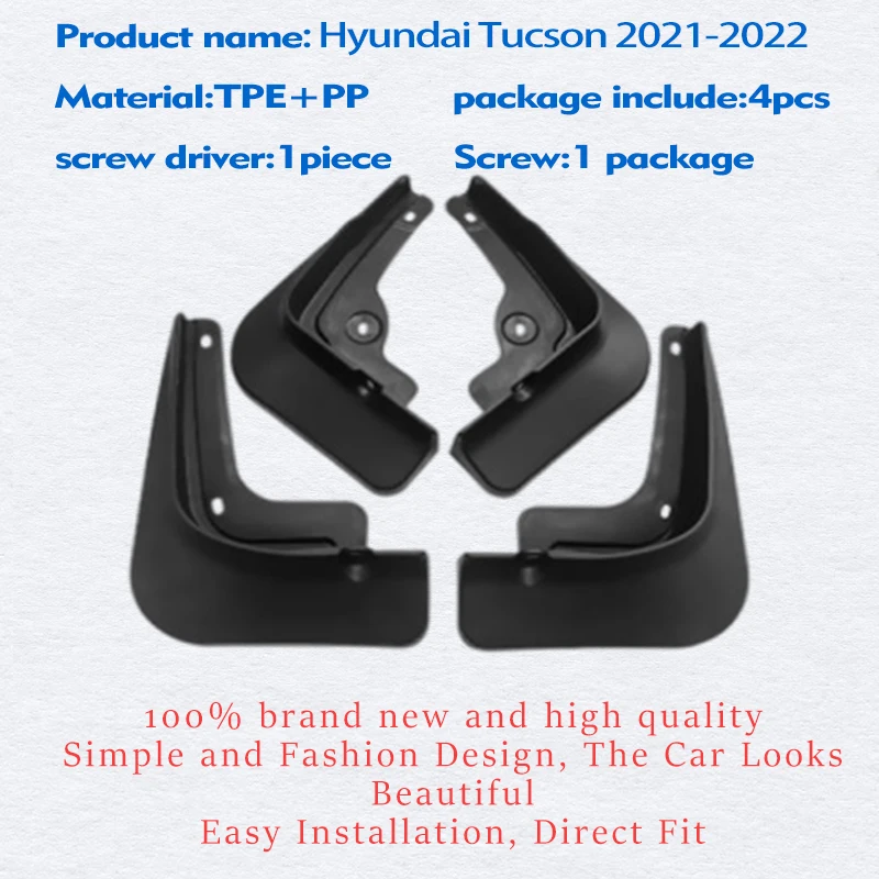 4 adet Araba Çamurluklar Hyundai Tucson 2021 2022 İÇİN Çamurluk Çamurluk Çamur Flap Muhafızları Sıçrama Çamurluklar Araba Aksesuarları Oto Styline Görüntü  3