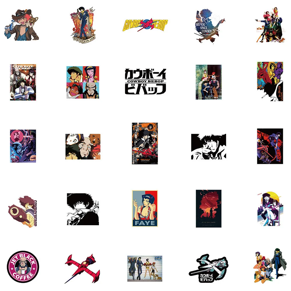10/30/50 adet Kovboy Bebop Anime Çıkartmalar Dizüstü Tablet Kaykay Dizüstü Su Geçirmez Graffiti Çocuklar Sticker Karikatür Çıkartması Oyuncak Görüntü  2