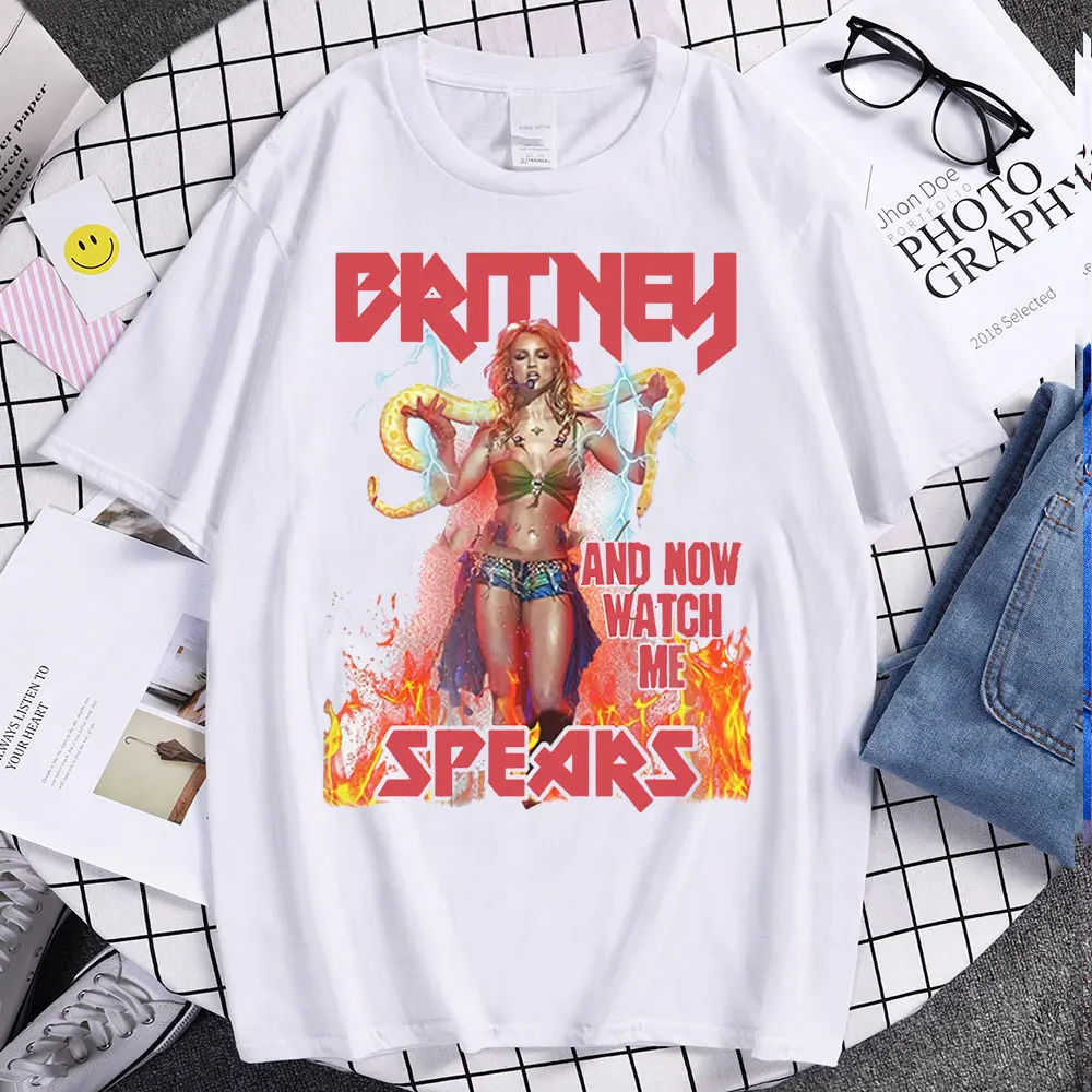 Moda Britney Spears Güzel Fotoğraf Baskılı Çift Tshirt Yaz Klasik günlük t-shirt Pamuk Rahat Gezisi T Shirt Hediye Görüntü  0