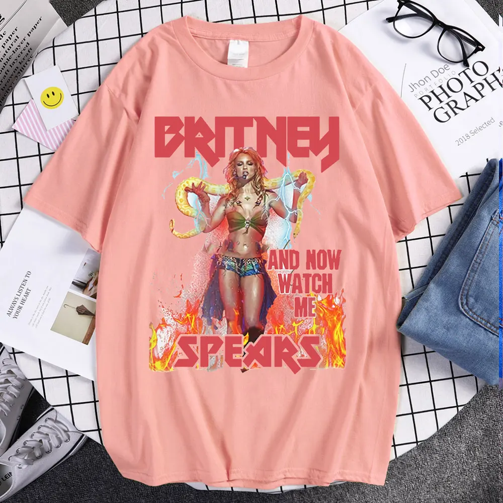 Moda Britney Spears Güzel Fotoğraf Baskılı Çift Tshirt Yaz Klasik günlük t-shirt Pamuk Rahat Gezisi T Shirt Hediye Görüntü  3