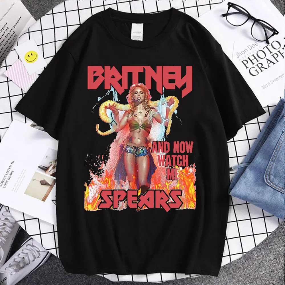 Moda Britney Spears Güzel Fotoğraf Baskılı Çift Tshirt Yaz Klasik günlük t-shirt Pamuk Rahat Gezisi T Shirt Hediye Görüntü  4