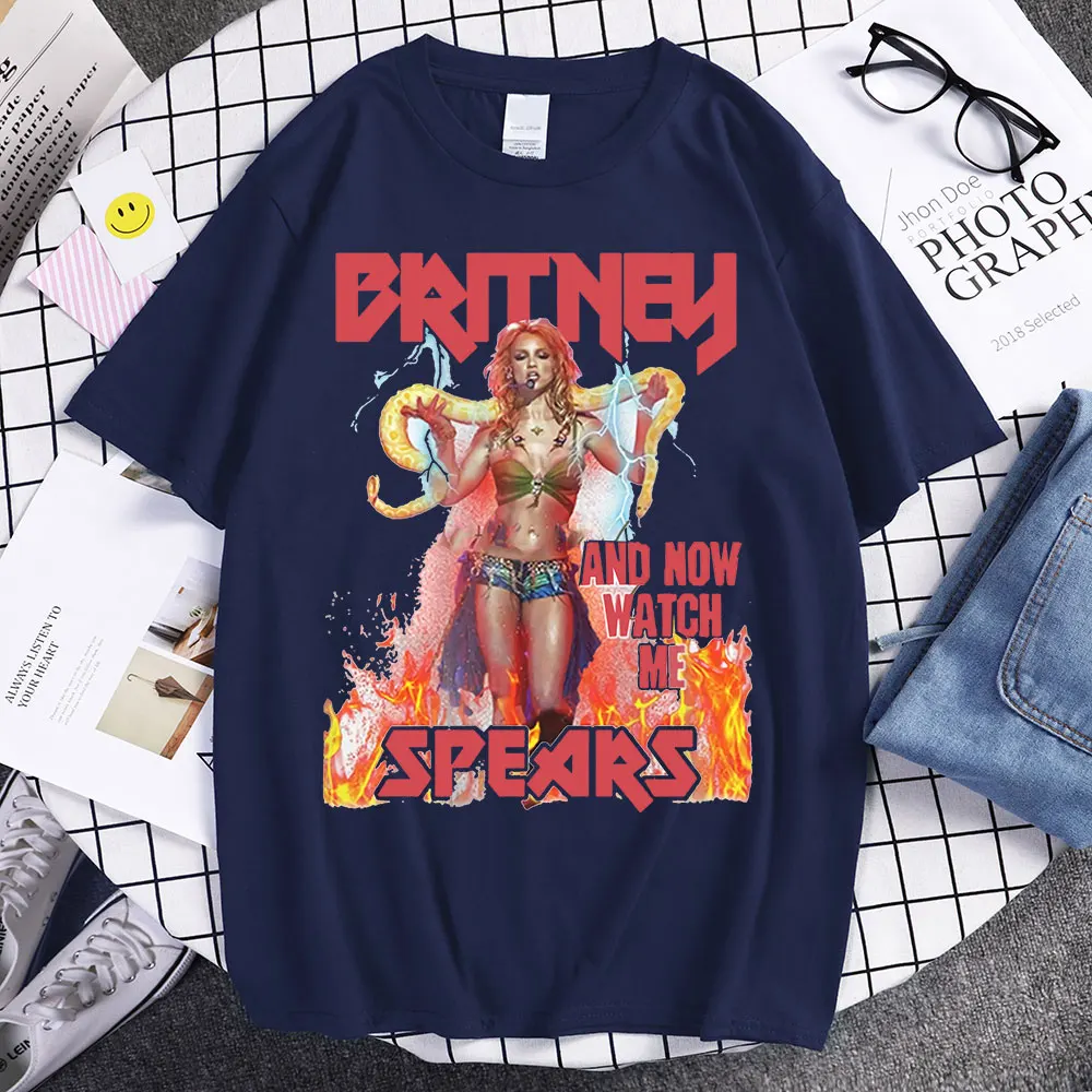 Moda Britney Spears Güzel Fotoğraf Baskılı Çift Tshirt Yaz Klasik günlük t-shirt Pamuk Rahat Gezisi T Shirt Hediye Görüntü  5