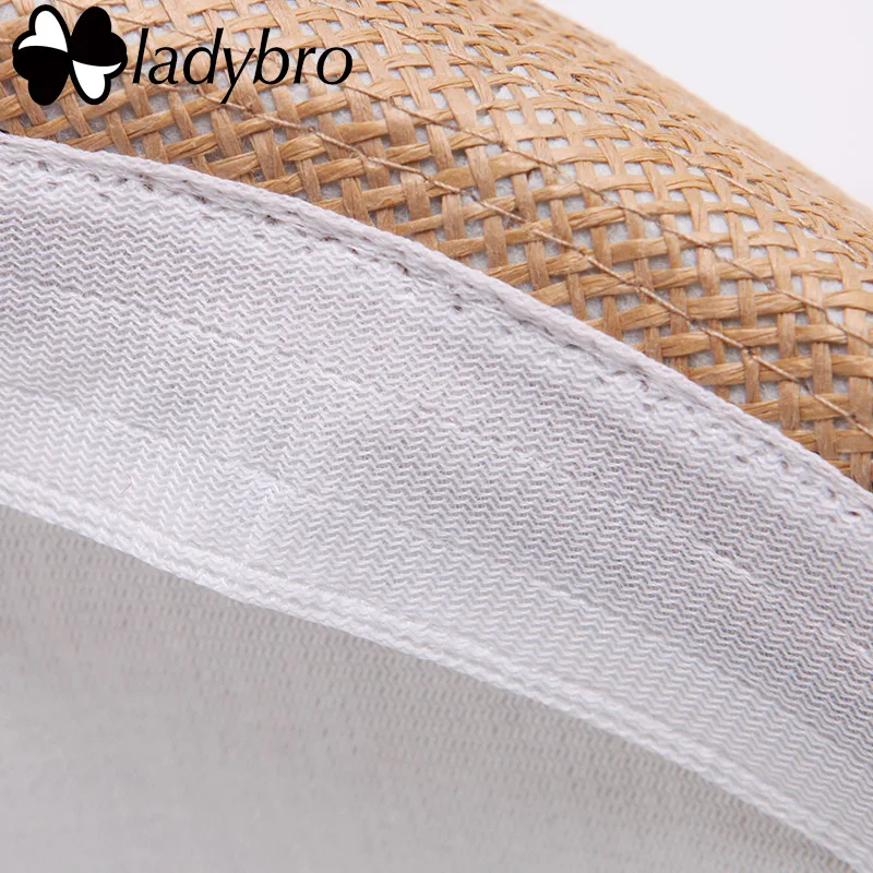 Ladybro Kadın Panama Hasır Şapka Erkekler İçin Şapka Bayanlar Yaz Plaj Kap güneş şapkası Kadın Erkek Gangster Fötr Moda güneşlik kapağı Görüntü  5