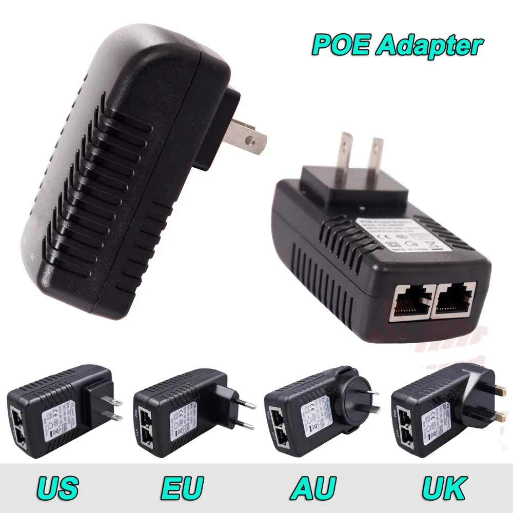 DC48V 0.5 A AB / İNGİLTERE/ABD / AU Ağ POE Anahtarı Ethernet POE Adaptörü POE enjektörü Splitter ile IP kamera İçin POE Görüntü  1