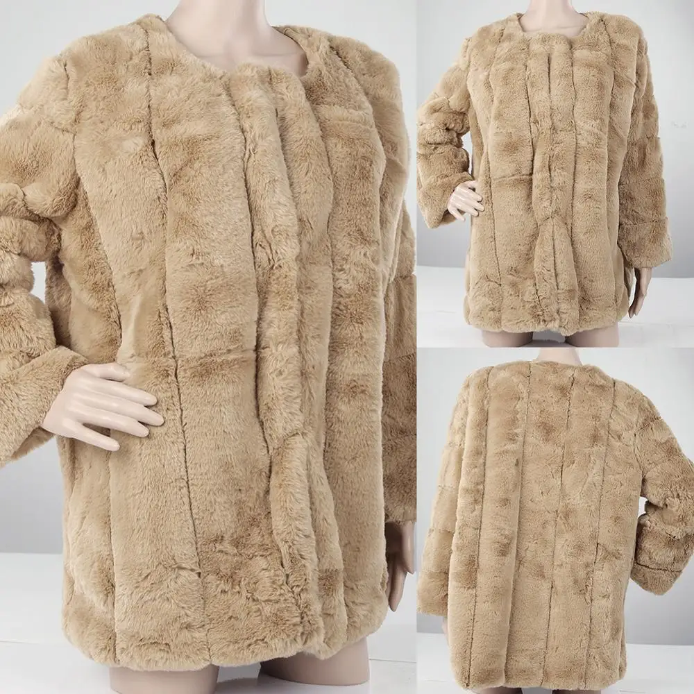 Kürklü ceket moda sonbahar ve kış kadın ceketi büyük boy kısa suni kürk ceket sıcak kürklü ceket uzun kollu ceket Görüntü  0