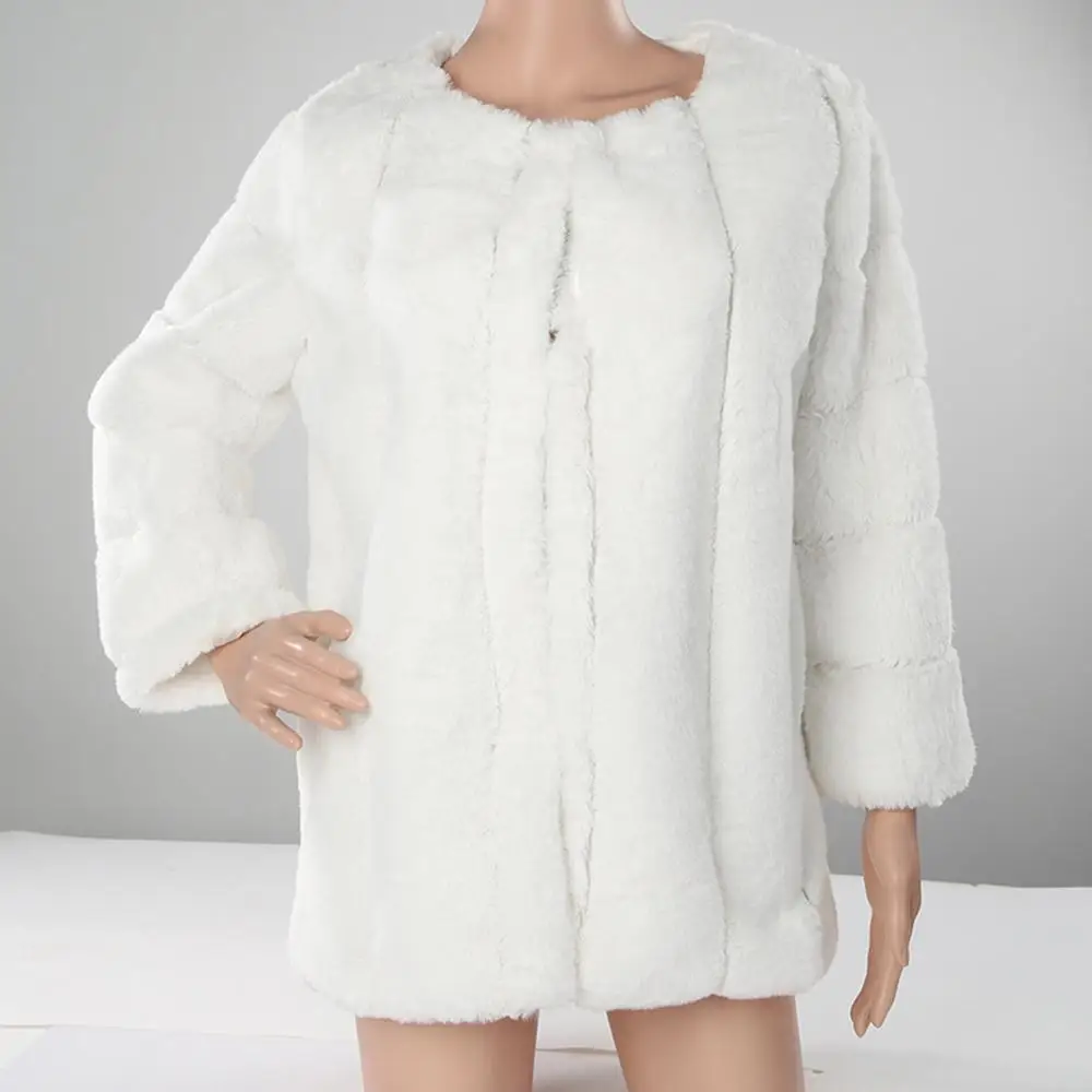 Kürklü ceket moda sonbahar ve kış kadın ceketi büyük boy kısa suni kürk ceket sıcak kürklü ceket uzun kollu ceket Görüntü  5