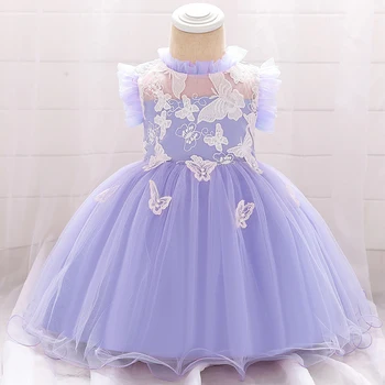 0-24M Yenidoğan Bebek Kız Giysileri Tatlı Dantel Kelebek Prenses Bebek Elbise Yaz Sevimli Elbise Zarif Düğün Parti Bebek Vestidos