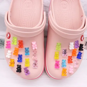 1-14 adet Güzel Kristal Ayı Lolipop bahçe ayakkabısı Düğme Aksesuarları Çocuk Ayakkabı Süslemeleri Fit Croc Jıbz Charm Sırt Çantası
