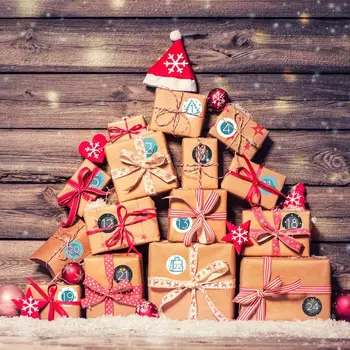1-24 Numarası Yapışkanlı Etiket mutlu noel hediyesi Çıkartmalar Advent Takvimi Numarası Kağıt Etiketleri DIY Hediye Paketleme Etiketleri Dekor