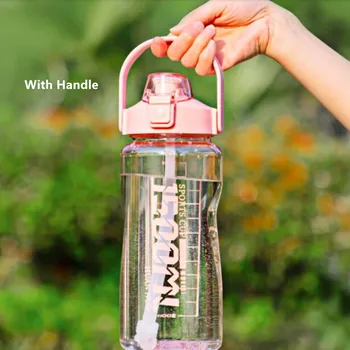 1.5 L/2.0 L Büyük Kapasiteli Su Şişesi Saman BPA Ücretsiz Spor Salonu Spor içme suyu şişesi Açık Kamp Bisiklet Spor çalkalama şişesi