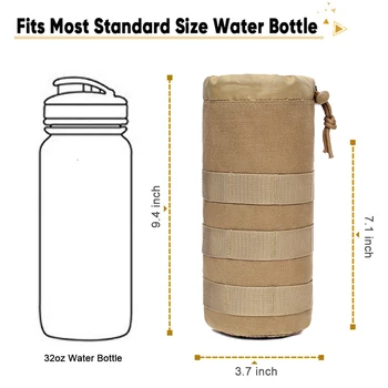 1.5 L su şişesi kılıfı ayarlanabilir ipli açık üst su ısıtıcısı tutucu çanta taktik avcılık seyahat hidrasyon taşıyıcı