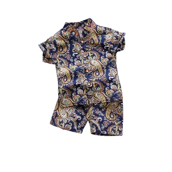 1-6 Yıl Bebek Erkek Çiçek baskılı giysiler Set Yaz Kız Kısa Kollu Gömlek Üst + Pantolon 2 Adet Gentelman Çocuklar Tatil Plaj Kıyafeti