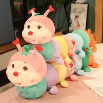 1 adet 160 CM Dev Karikatür Tırtıl Peluş Oyuncak Dolması Solucan Bebek Renkli Uzun Bilişsel Yumuşak Peluş Yastık Yastık Çocuklar Hediyeler
