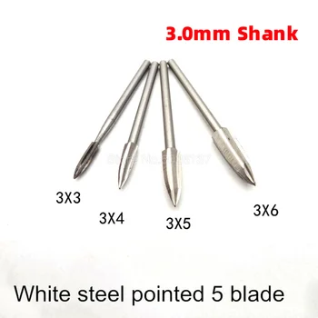 1 Adet 3MM Shank Ucu 5 Bıçak Ahşap Oyma Kesici Elektrikli Değirmeni Değirmeni Ağaç İşleme Graver Oyma Kafası Beyaz Çelik Sivri Bıçak