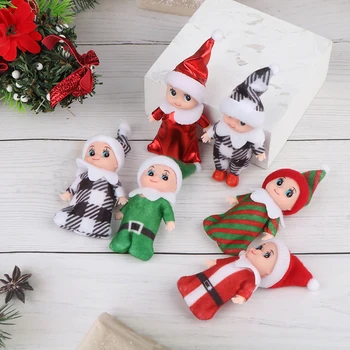 1 ADET 7cm Noel Elf Hareketli Kollar DİY Oyuncak Bebek Evi Dekor Aksesuarları Ekose Bebek Oyuncakları Noel Oyuncak Hediye Bacaklar