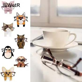 1 Adet Ahşap Hayvan Gözlük Rafı Sevimli 3D Hayvan Oymalar Sunglass vitrin rafı Raf Gözlük Standı Takı Tutucu Vitrin