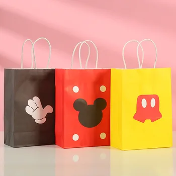 1 adet / grup Disney Mickey Mouse Erkek Kız Doğum Günü Partisi Süslemeleri Şeker Hediye Çantası Kağıt Karikatür Aisha Anna şeker hediye çantası Malzemeleri