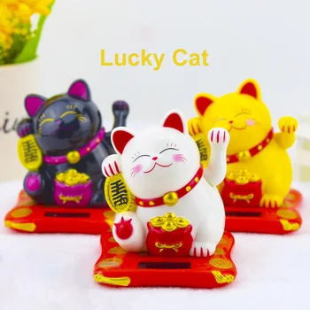 1 adet Güneş Enerjisi doğum günü hediyesi Çıkış Sayacı Dekor Japon / Çin Tarzı Servet Sallayarak Eller Şanslı Kedi Sallayarak Kedi Oranment