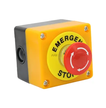 1 ADET Plastik Kabuk Kırmızı Işareti basmalı düğme anahtarı DPST Mantar Acil Durdurma topuz anahtarı AC 660 V 10A NO + NC LAY37-11ZS düğme kutusu