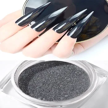 1 Adet Siyah Ayna tırnak pigmenti Tozu Sihirli Ekstra İnce Krom Tırnak Tozu DIY Manikür Ucu Tırnak Sanat Dekorasyon İçin Pürüzsüz Glitter